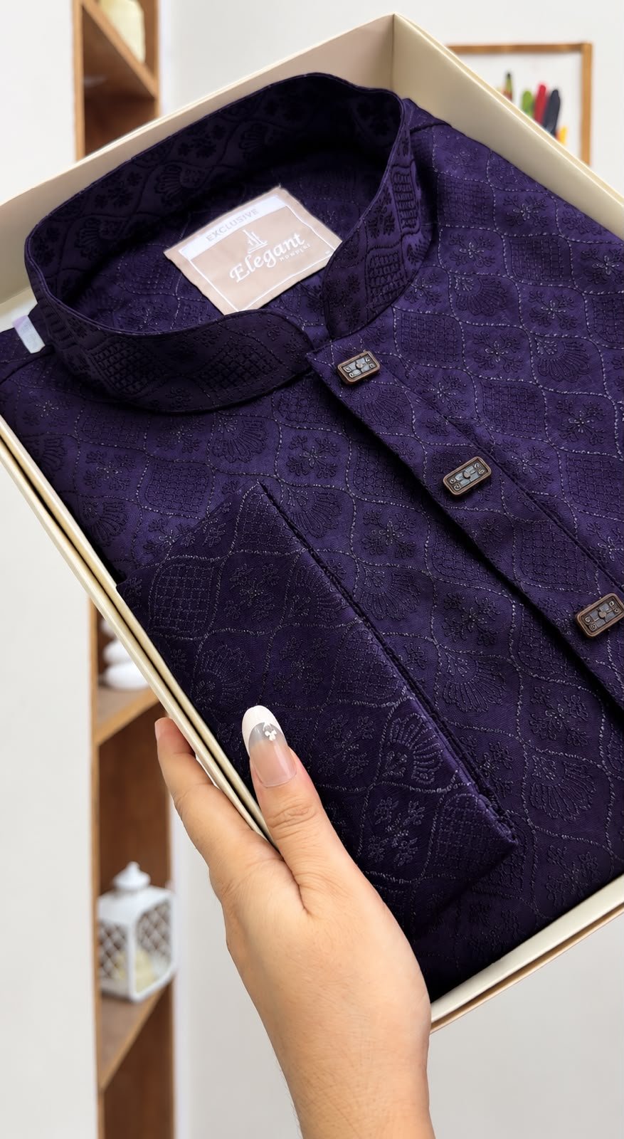Indian luxury katan fabric snap button (Deep Purple)